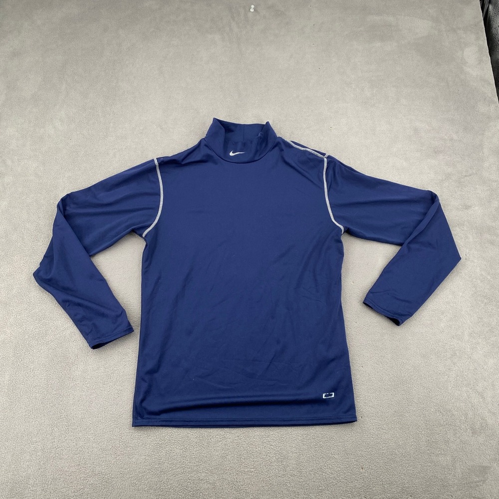 Nike Pro Mens Long Sleeve Mock Neck Compression Shirt Navy Blue Small RN56323